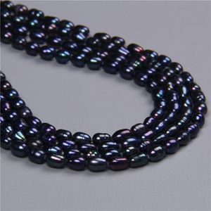 Crystal 44.5mm Irregular Rice Natural Black Freshwater Pearl Beads For Women Jewelry Making DIY Bracelet Necklace Earrings Anklet Gifts