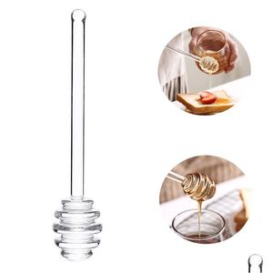 Spoons Transparent Stir Stick Glass Honey Dipper Syrup Dispenser Sticks Creative Coffee Jam Mixing Supplies For Jar Kitchen Tool Dro Dhowr