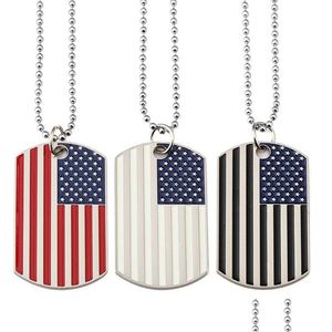 Party Favor Fashion Stainless Steel Military Tag Trendy Usa Symbol American Flag Pendants Necklaces Decoration Necklace Creative Gif Dhnvg
