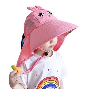 Caps Hats Fashion Big Brim Baby Sun Summer Spring Bucket Cotton Beach Travel Children's Hat 4-9 Years Old G220522