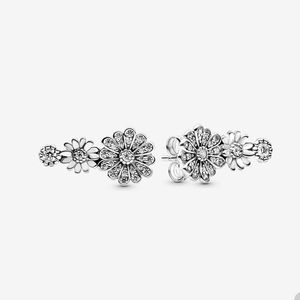 Sparkling Daisy Flower Trio Stud örhängen för Pandora 925 Sterling Silver Party Jewelry Designer Earring For Women Girl Girl Gift Luxury Earring With Original Box