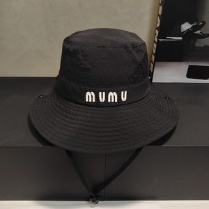 Miu Embroidered Fisherman Hat Female Letter Designer Male Hip Hop Designer Beanie Cap Sun Protection Big Eaves Versatile Mask Round Hat Vintage Pot Hat