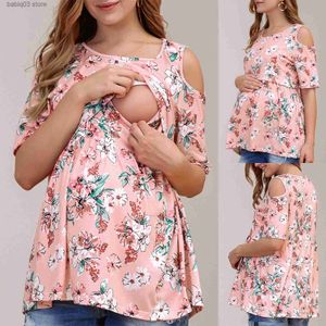 Maternità Top Tees Vestiti premaman Donne incinte Top T-shirt per allattamento Taglie forti Abito gravidanza Manica corta Maternità Donna Big Large Top T230523