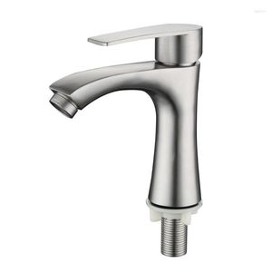 Bathroom Sink Faucets 1PC SUS304 Stainless Steel Basin Faucet Washbasin Balcony Single Cold Water Tap Deck Mount Thread G1/2'