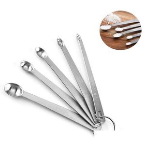 Measuring Tools Mini Stainless Steel Spoons Household Kitchen Seasoning Spoon Scoop Keychain Pendant Hanging Baking Tool Drop Delive Dh06D