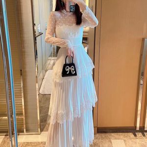 Sukienki swobodne S-after-Proteta szyfonowa koronkowa mini sukienka V Sukienka A-Linia dla kobiet White
