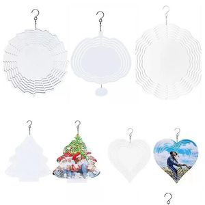 Decorações de Natal Pingente Diy Decoração de Dupa Dupla Lado Transferência de Metal Sublimação Sublimação em branco Pumpkin Heart Rotat Dhmxo