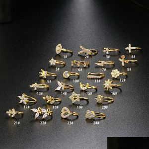 U-Shaped Nose Studs for Non-Pierced Noses, Copper Inlaid Zircon Ear Bone Rings, Anti-Pain Puncture Jewelry
