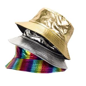 Breda brimhattar pu läder hink hatt fördubblar herr och kvinnor hip hop cap utomhus sol droppe leverans mode tillbehör halsdukar g dhtab