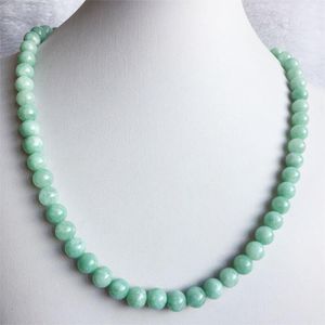 Necklaces 6/8/10MM Green Myanmar Jade Necklace Vintage Natural Stone Burma Jewelry Noble Elegant Exquisite Beaded Chain Choker Collier