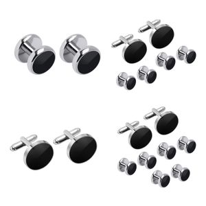 Cufflinks and Studs Set Formal Solid Customed Match Unique Black Cuff Links Kit for Wedding Tuxedo Puit Shirts Men Daddy