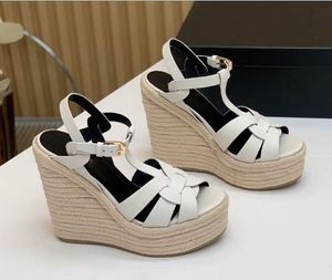 Summer Designer Platform Sandal High Heel Shoes Women Cassandra Wedge Espadrille Sexy Ladies High Heels Ankle Wedding Footwear Original Box EU35-43