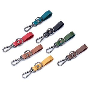 Keychains Lanyards 7 Color Leather Pendant Vintage Real Cowe Car Key Ring Lage Decoration Keychain Creative Gift Drop Delivery Fas Dhzif