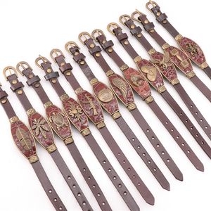 Pulseiras 12pcs/lote masculino mulheres pulseira de couro vintage mistura de pulseira amor