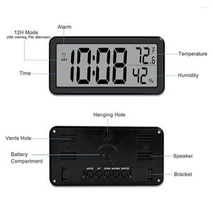 Zegary ścienne cyfrowe budziki bateria bateria LCD elektroniczne dekoracje do sypialni biuro kuchenne - czarny