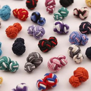 Linbaiway Silk Knots manschettknappar handgjorda elastiska dubbla repboll manschettknapp för män skjorta affärspresent dekoration anpassad logotyp