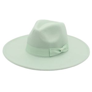 9,5cm de largura Brim fascinador Fedora Chapéus com gravata borboleta Elegante Igreja do Partido Jazz Homem Homens Sentiram Panamá Sun Cap