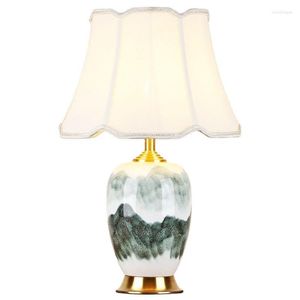 Table Lamps Chinese Painting Ceramic Lamp Foyer Bedside Hall Modern Simple Porcelain Sofa Desk Decor Light D115