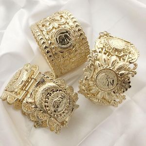 Bileklik Vintage Hollow Barkangle Hint Çiçek Kuff Bilekliği Büyük Boy Cezayir Barko Fas Geleneksel Düğün Takı Gelin Bracele