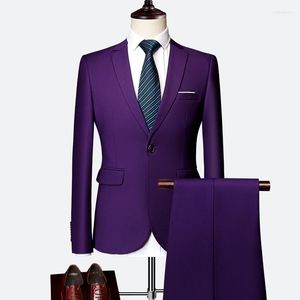 Abiti da uomo Abito a due pezzi Tailleur Red Purple Mens Tuxedo Set Men