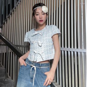 Giacche da donna Corea del Sud Chic Estate Riduzione dell'età Piccolo vento di incenso Fiocco con lacci Design Senso Nicchia Cappotto di lana stile corto Donna