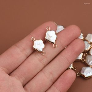 Charms 2PC Natural Freshwater Pearl Connectors Gold Color Charm For Jewelry Making Earring Bracelet Accessories