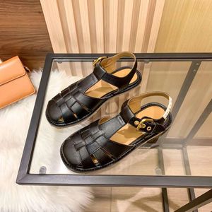 Fashion Women Sandals Luxury Extra Clare Sling Plated Gold Button Flats Italy Black White Leather Round Head Designer Summer Banquet Party Slipper Sandal Box EU 35-40