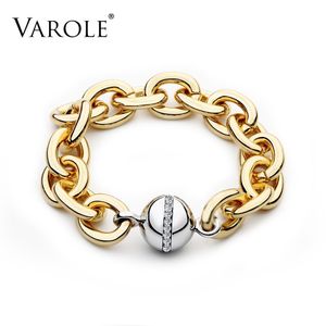 Armreif VAROLE kann Punk-Armband mit dicker Kette und Kugel in Goldfarbe öffnen, Armbänder für Frauen, Modeschmuck, Party-Geschenk