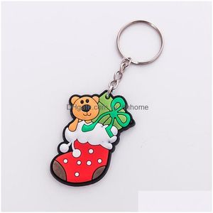 Keychains colhedas desenho animado de Natal Old Man Key Ring de Natal Pingente Drop Drop Deliver