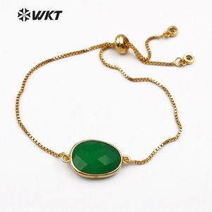 Bangles WTB419 Wholesale 5pcs Custom Natural stone Charm Connectors Bracelet with Gold Electroplated Jewelry Making for women Jewelry