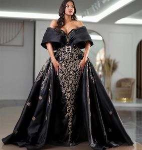 2023 May Aso Ebi Black Mermaid Prom Dress Lace Satin Luxurious Evening Formal Party Second Reception Birthday Engagement Gowns Dress Robe De Soiree ZJ317