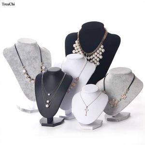 Boxes 6 Sizes Multicolor Velvet Jewelry Display Stand PU Leather Model Bust Display Stand Lady Necklace Pendant Mannequin Jewelry