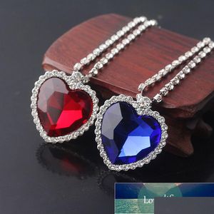 Pendant Necklaces Fashion Film Titanic Heart Of The Ocean Necklace Sea With Blue And Red Crystal Chain For Best Women Party Dhgarden Dhdsl