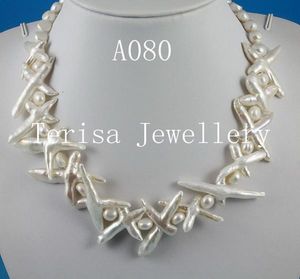 Halsband äkta pärlsmycken vit färg korsar sötvatten pärlhalsband 730mm 18 '' mode dams bröllopsfest gåva smycken