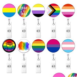 Favor Favor Favorge Enfermeira Badge Criativo LGBT Rainbow Office Work Cartão pendurado fivela pode ser girado 360 graus Drop entrega em casa dhtq9