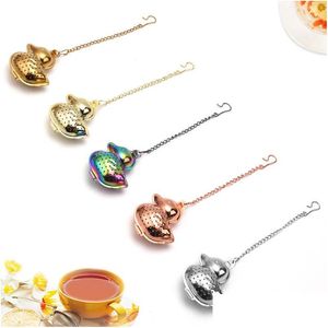 Tea Strainers Stainless Steel Creative Duck Shaped Teas Infuser Home Set Accessories Drop Delivery Garden Kitchen Dining Bar Teaware Dh0Zi