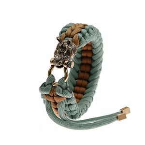 Bracciali Nuovo Bracciale Paracord da uomo Bracciale intrecciato a forma di rinoceronte Trekking Camping Kit di pronto soccorso all'aperto Paracadute