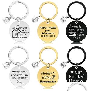 Keychains Lanyards House Housewarming Metal Keychain Pendant Car Keyring Key Chain Diy Creative Gift Drop Delivery Fashion Accessor Dhr2Y