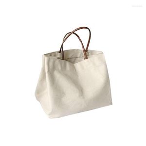 Depolama çantaları çanta tuval moda büyük kapasiteli düz renkli alışveriş vintage bento all-yeniden kullanılabilir tiki stili