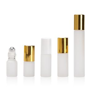 10ml 5ml 3ml Perfume Roll On Glass Bottle Frosted Clear with Metal Ball Roller Essential Oil Vials dh868