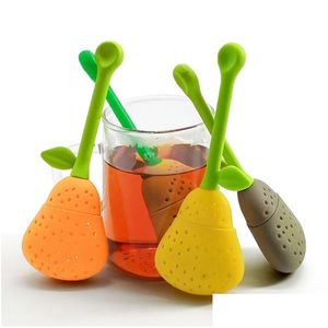 شاي infusers pear Infuser Sile Ball Leaf Courser جهاز تخمير العشبية مرشح توابل مرشح الأدوات المطبخ إسقاط التسليم المنزل حديقة الطعام dhodp