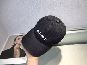 New Miu Letter Embroidery Denim Baseball Cap Female Designer Beanie Hat Large Brim Small Face Cover Basin Outdoor Sunscreen