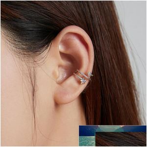 Ear Cuff Bamoer 1 PC 925 Sterling Sier Star Clip Zircon Piercing Moda Takı Olmadan Küpelerde SCE1135 Fabrika Fiyatı E DHGARDEN DHCTK