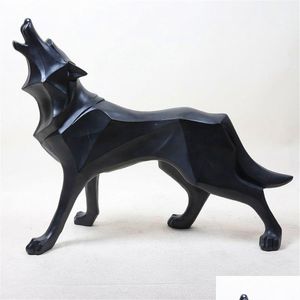 アートアンドクラフト樹脂抽象トーテムウルフ犬のスキプール図形のクラフトホームテーブルデコレーションジオメトリワイルドライフドロップデリバリーガーデンDH28Z