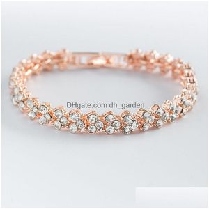 Charm Bracelets Women Sier Color Rose Gold Bracelet For Female Crystal Heart Bridal Fine Jewelry Gift Factory Price Dhgarden Dhhpm