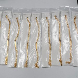 Bangle on sale 10pcs Lot Gold stainless steel 4mm figaro NK Chain Women Men ID Bracelet Jewelry 8.66''