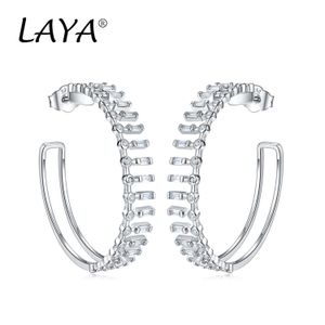 Huggie Laya 925 Sterling Silver High Quality Clear Cubic Zirconium Hoop Earringsクラシックジュエリーギフト女性パーティーロング35mm 41mm