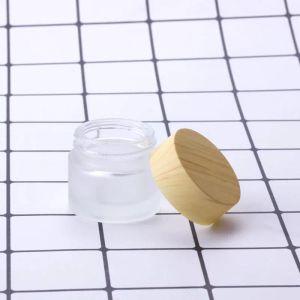 Cheap Frosted Clear 5g 10g 15g 30g 50g 100g Empty Cosmetic Jars Makeup Cream Face Containers Skin Care Packing Bottles With Wood Grain Cap Classic