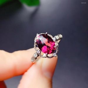 Cluster Rings Style 925 Sterling Silver Ring Natural Red Garnet Gem Women Jewelry Birthday Party Gift Oval