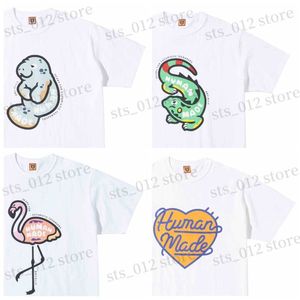 Camisetas masculinas de rua harajuku desenho animado humano flamingo chameleon algodão de algodão camiseta de algodão camiseta para homens T230523